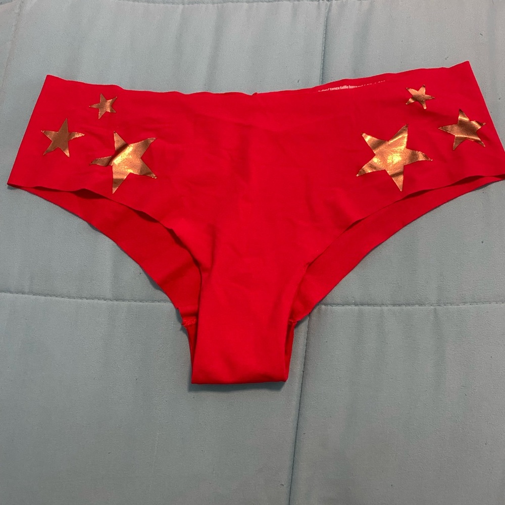 Victoria's Secret Red Bikini Bottoms with Gold Stars